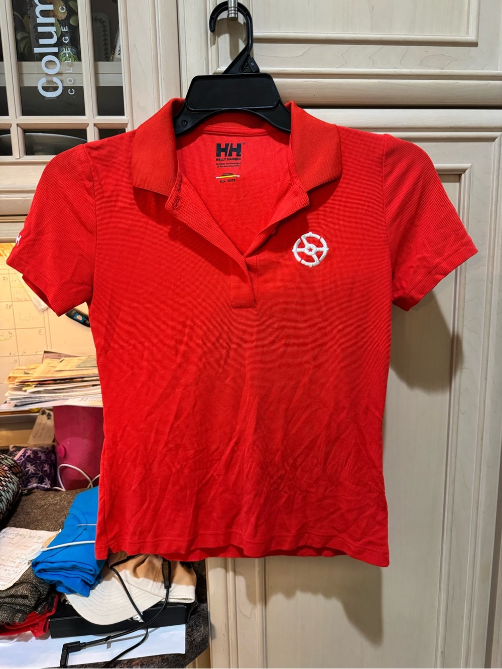 Helly Hansen Red Short-Sleeve Button-Down Polo Shirt
